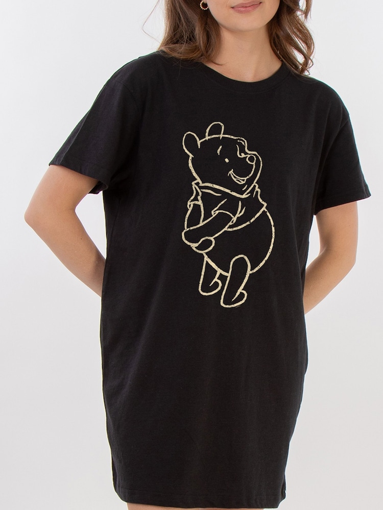 Brands In Black Disney Winnie The Pooh Pose 100% Cotton Women Nightdress - Image 2 of 2