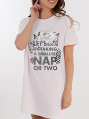 Brands In White Disney Winnie The Pooh Let's Take A Nap 100% Cotton Women Nightdress - Image 2 of 2