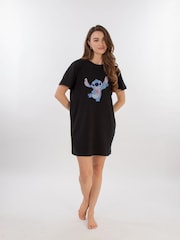 Brands In Black Disney Lilo & Stitch Heart Women 100% Cotton Nightdress - Image 1 of 2