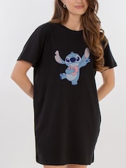 Brands In Black Disney Lilo & Stitch Heart Women 100% Cotton Nightdress - Image 2 of 2
