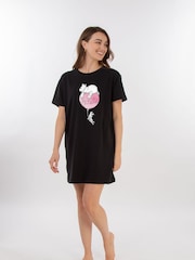 Brands In Black Disney Winnie The Pooh Flying 100% Cotton Women Nightdress - Image 1 of 2