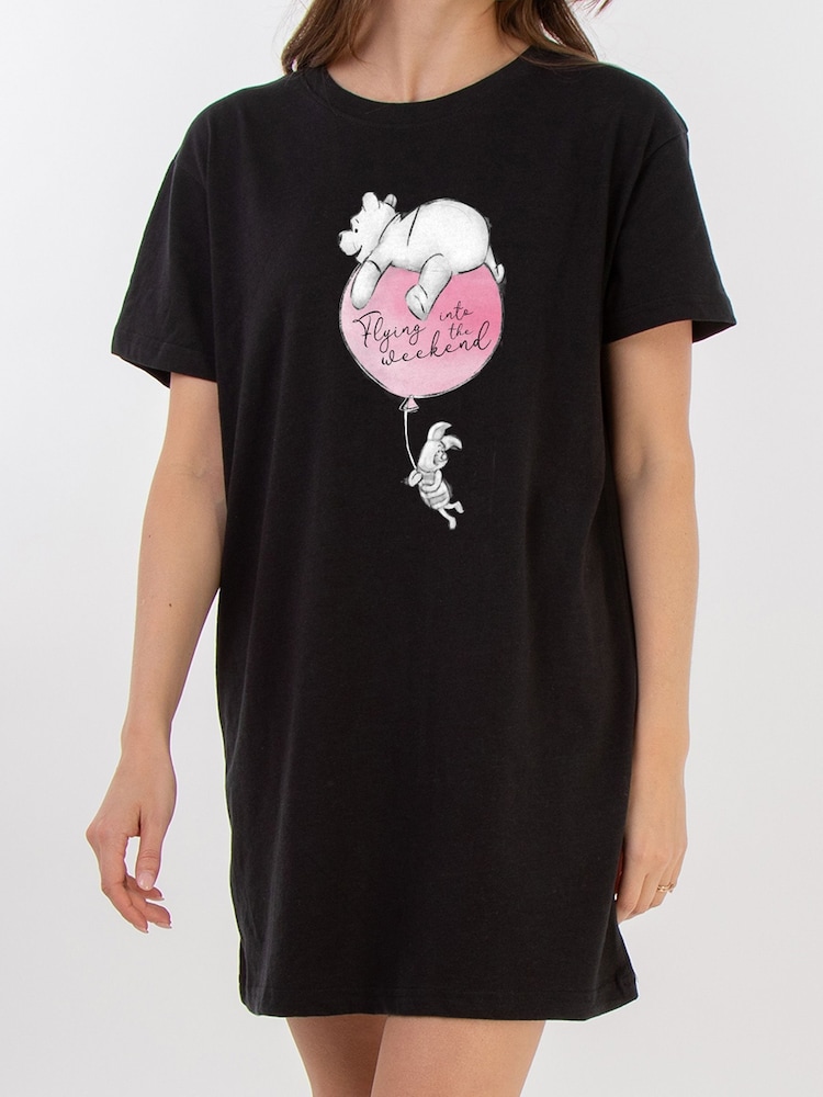 Brands In Black Disney Winnie The Pooh Flying 100% Cotton Women Nightdress - Image 2 of 2