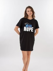 Brands In Black Disney Lilo & Stitch Nope Women 100% Cotton Nightdress - Image 1 of 2
