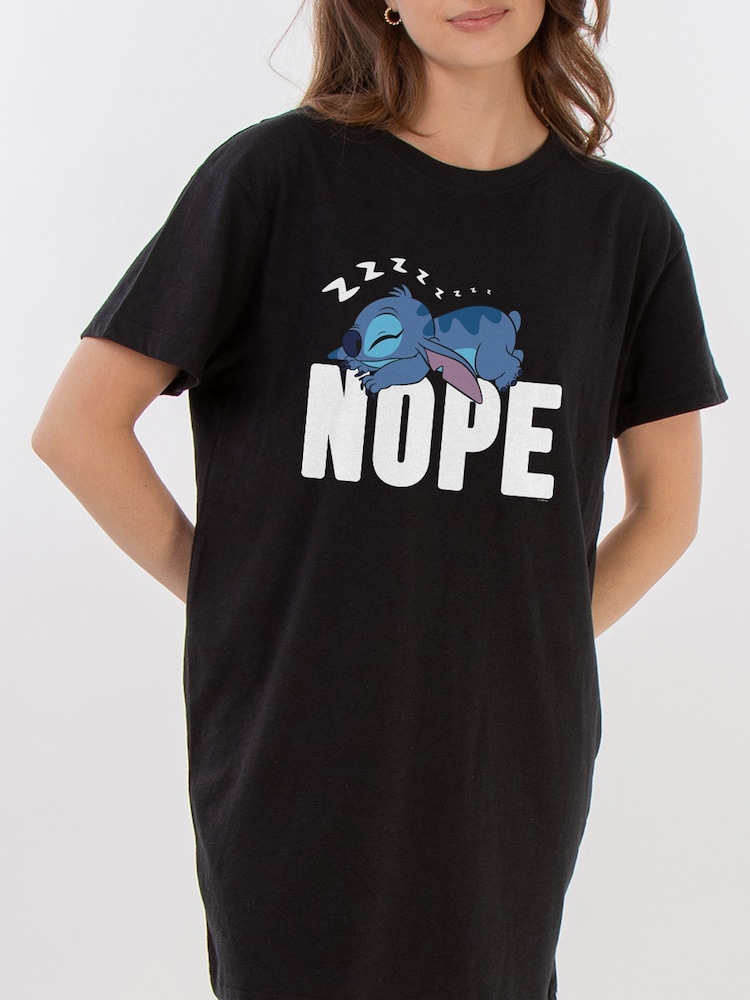 Brands In Black Disney Lilo & Stitch Nope Women 100% Cotton Nightdress - Image 2 of 2