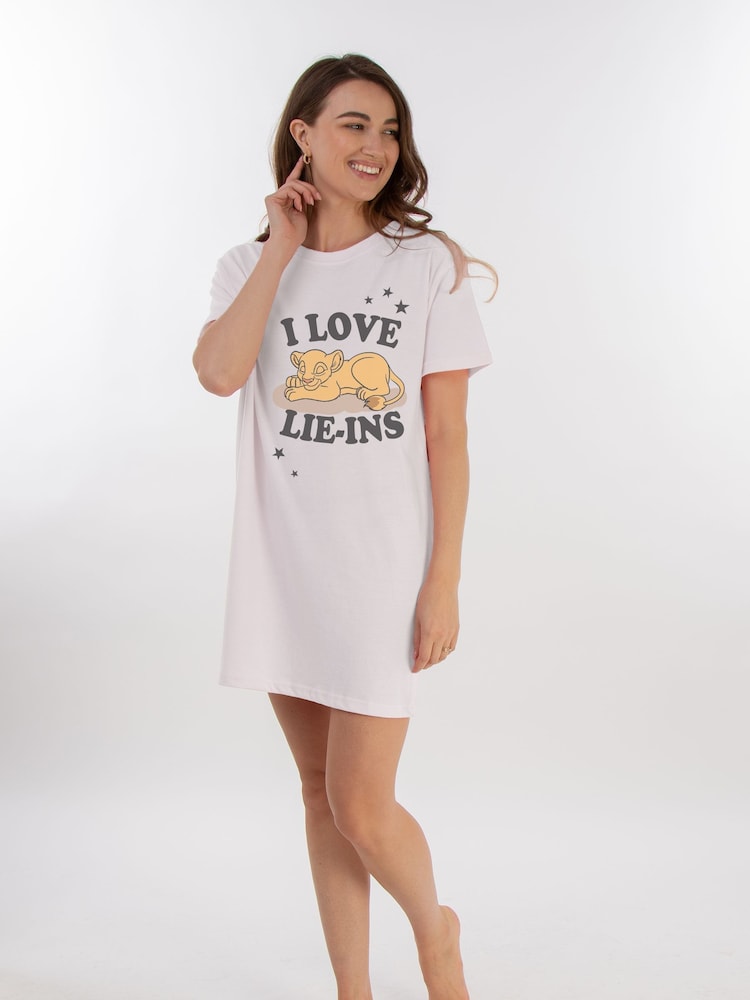 Brands In White Disney The Lion King I Love Lie 100% Cotton Women Nightdress - Image 1 of 2