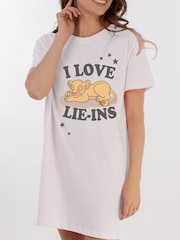 Brands In White Disney The Lion King I Love Lie 100% Cotton Women Nightdress - Image 2 of 2