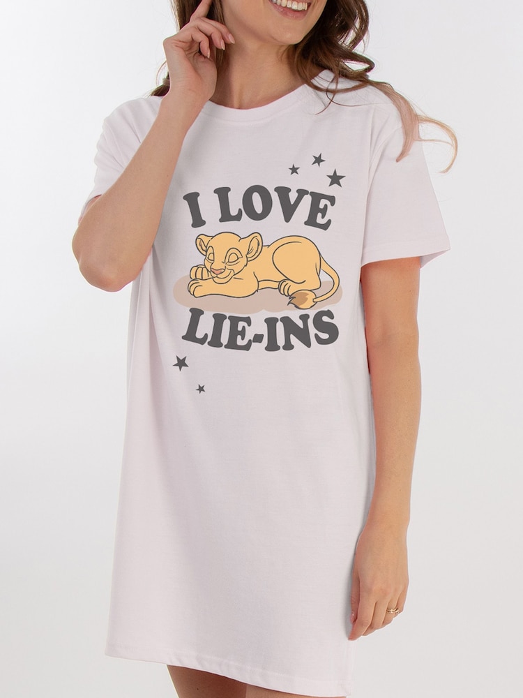 Brands In White Disney The Lion King I Love Lie 100% Cotton Women Nightdress - Image 2 of 2