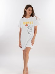Brands In White Disney Winnie The Pooh Women 100% Cotton Nightdress - Image 1 of 2