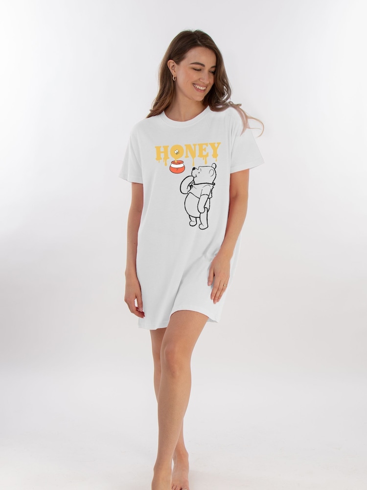 Brands In White Disney Winnie The Pooh Women 100% Cotton Nightdress - Image 1 of 2