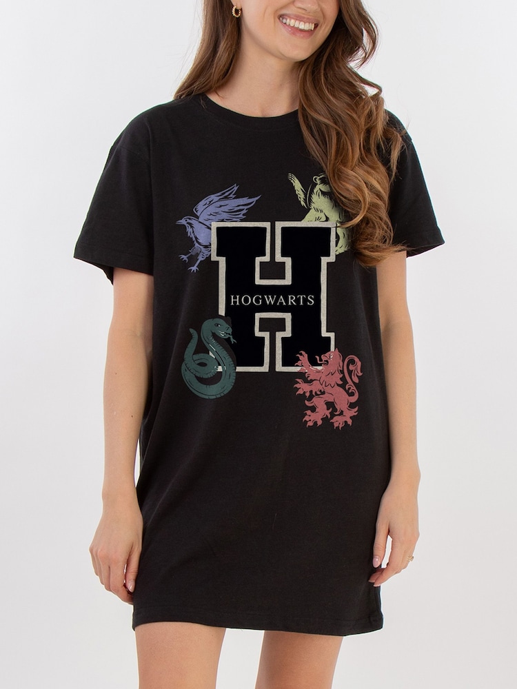 Brands In Black Harry Potter H Houses Women 100% Cotton Nightdress - Image 2 of 2