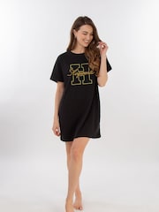 Brands In Black Harry Potter H Hogwarts Women 100% Cotton Nightdress - Image 1 of 2