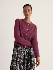 Seasalt Cornwall Purple Dawson Pick Cardigan Made With Merino - Image 2 of 5