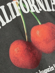 River Island Grey Girls Cherry 100% Cotton T-Shirt And Kickflare Set - Image 5 of 5