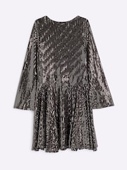 River Island Metallic Girls Rose Gold Mirror 100% Cotton Dress - Image 2 of 4