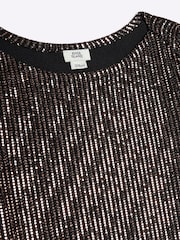 River Island Metallic Girls Rose Gold Mirror 100% Cotton Dress - Image 3 of 4