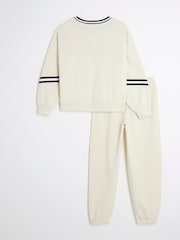 River Island Cream Girls Lace Blocked 100% Cotton Sweat Top Set - Image 2 of 6