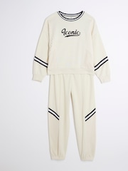 River Island Cream Girls Lace Blocked 100% Cotton Sweat Top Set - Image 3 of 6