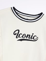 River Island Cream Girls Lace Blocked 100% Cotton Sweat Top Set - Image 4 of 6