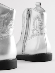 Silver Metallic Western Boots - Image 2 of 5
