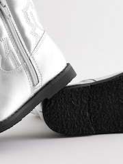 Silver Metallic Western Boots - Image 3 of 5