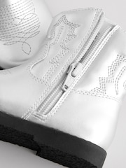 Silver Metallic Western Boots - Image 4 of 5