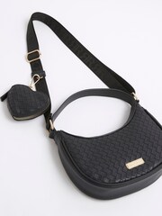 River Island Black Girls Embossed Tassel Faux Leather Scoop Bag - Image 1 of 5