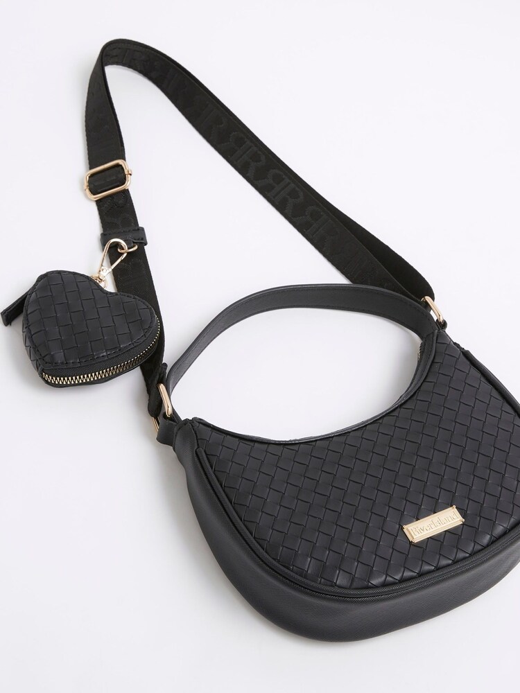 River Island Black Girls Embossed Tassel Faux Leather Scoop Bag - Image 2 of 5