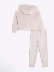 River Island Pink Girls Cosy Chevron Dress Set - Image 2 of 4