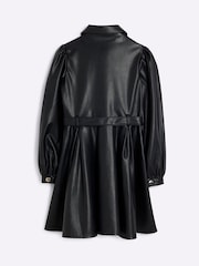 River Island Black Girls Faux Leather Shirt Dress - Image 2 of 4