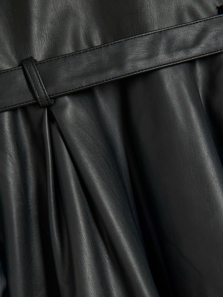 River Island Black Girls Faux Leather Shirt Dress - Image 4 of 4