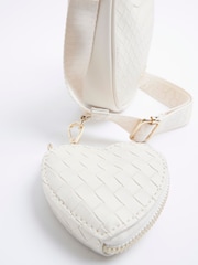 River Island Cream Girls Embossed Tassel Faux Leather Scoop Bag - Image 4 of 5
