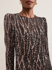 Phase Eight Black Kaleigh Sequin Dress - Image 10 of 12