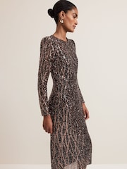 Phase Eight Black Kaleigh Sequin Dress - Image 11 of 12