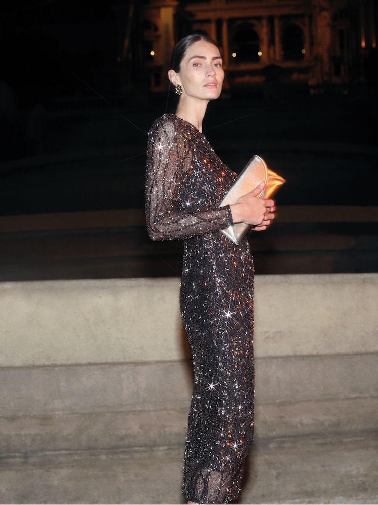 Phase Eight Black Kaleigh Sequin Dress - Image 2 of 12