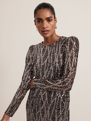 Phase Eight Black Kaleigh Sequin Dress - Image 9 of 12