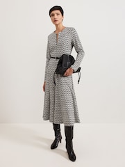 Phase Eight Black Eleni Circle Jacquard Midi Dress - Image 1 of 7
