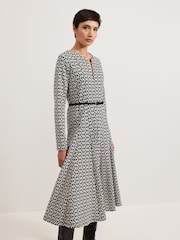 Phase Eight Black Eleni Circle Jacquard Midi Dress - Image 3 of 7