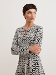 Phase Eight Black Eleni Circle Jacquard Midi Dress - Image 4 of 7