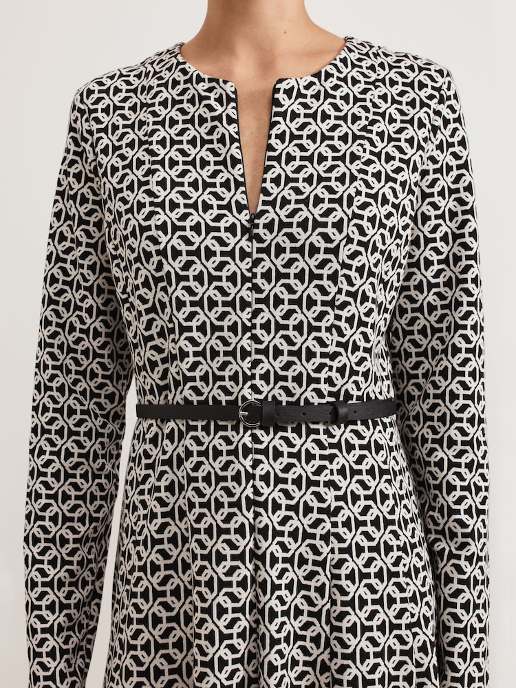 Phase Eight Black Eleni Circle Jacquard Midi Dress - Image 5 of 7