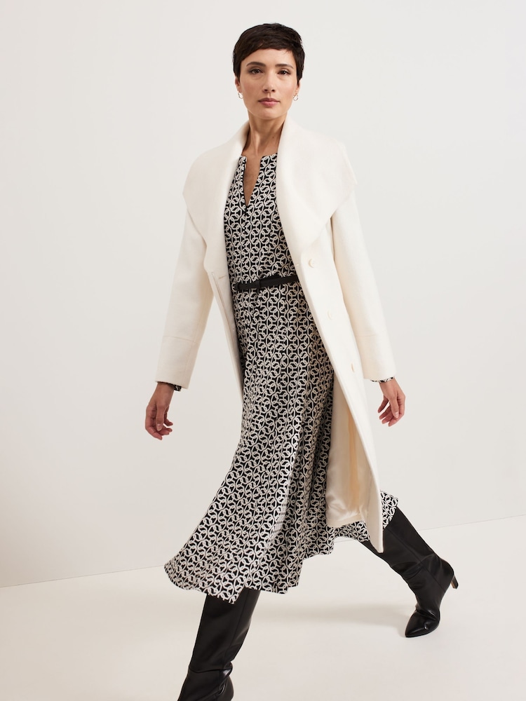 Phase Eight Black Eleni Circle Jacquard Midi Dress - Image 6 of 7