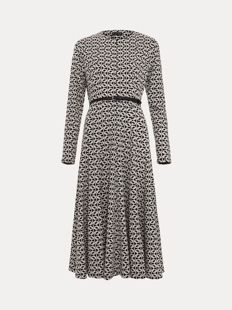 Phase Eight Black Eleni Circle Jacquard Midi Dress - Image 7 of 7