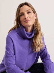 Phase Eight Purple Louanna Roll Neck Jumper - Image 4 of 7