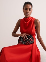 Phase Eight Black Rose Beaded Clutch - Image 5 of 7
