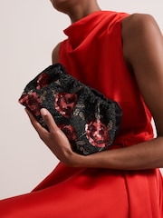 Phase Eight Black Rose Beaded Clutch - Image 6 of 7