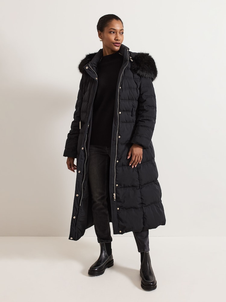Phase Eight Black Dixie Long Puffer Coat - Image 3 of 7