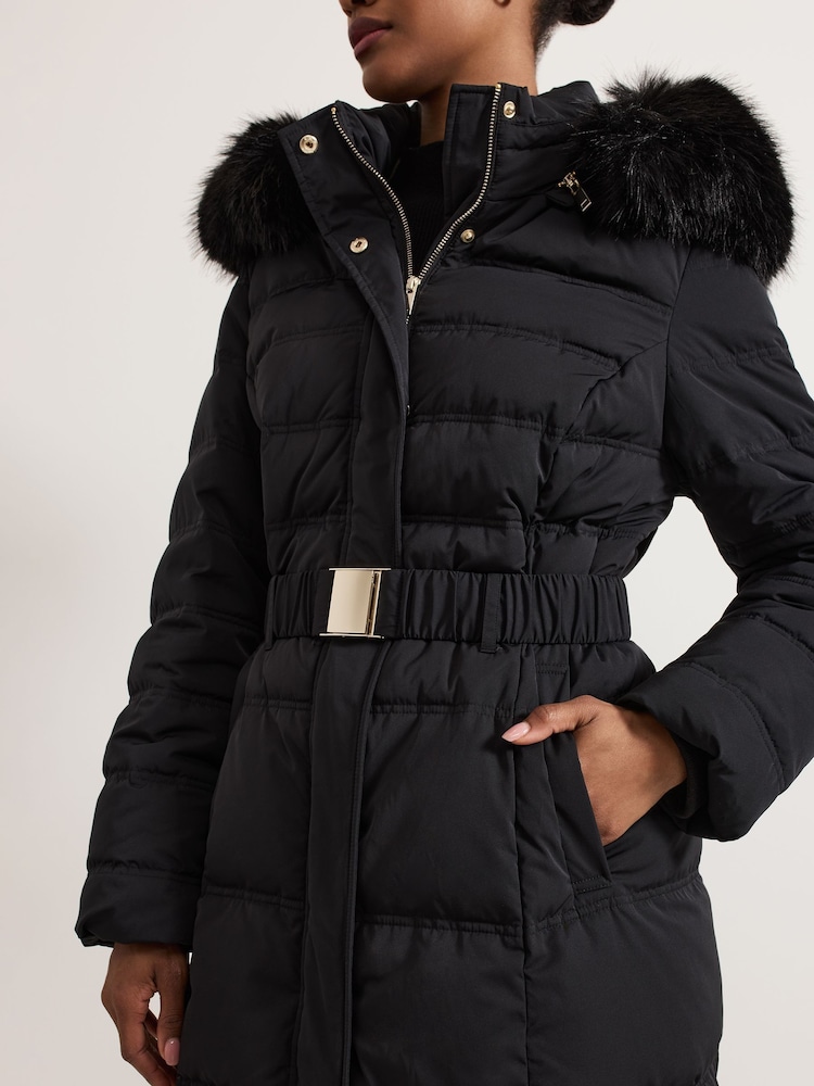 Phase Eight Black Dixie Long Puffer Coat - Image 5 of 7