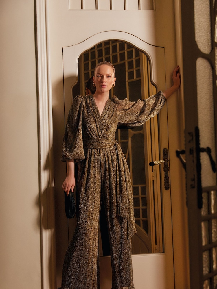 Phase Eight Gold Alli Gold Jumpsuit - Image 1 of 8 Phase Eight Gold Alli Gold Jumpsuit - Image 1 of 8