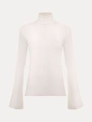 Phase Eight White Fran Fluted Sleeve Ribbed Roll Neck Jumper - Image 7 of 7