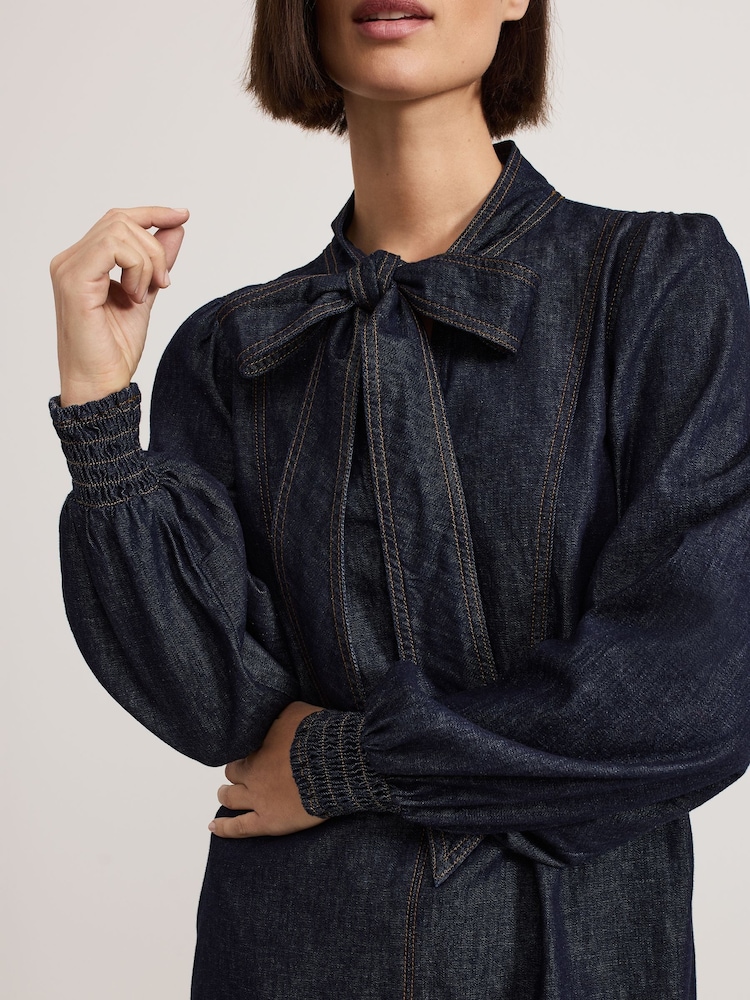 Phase Eight Blue 100% Cotton Geneve Denim Dress - Image 3 of 7