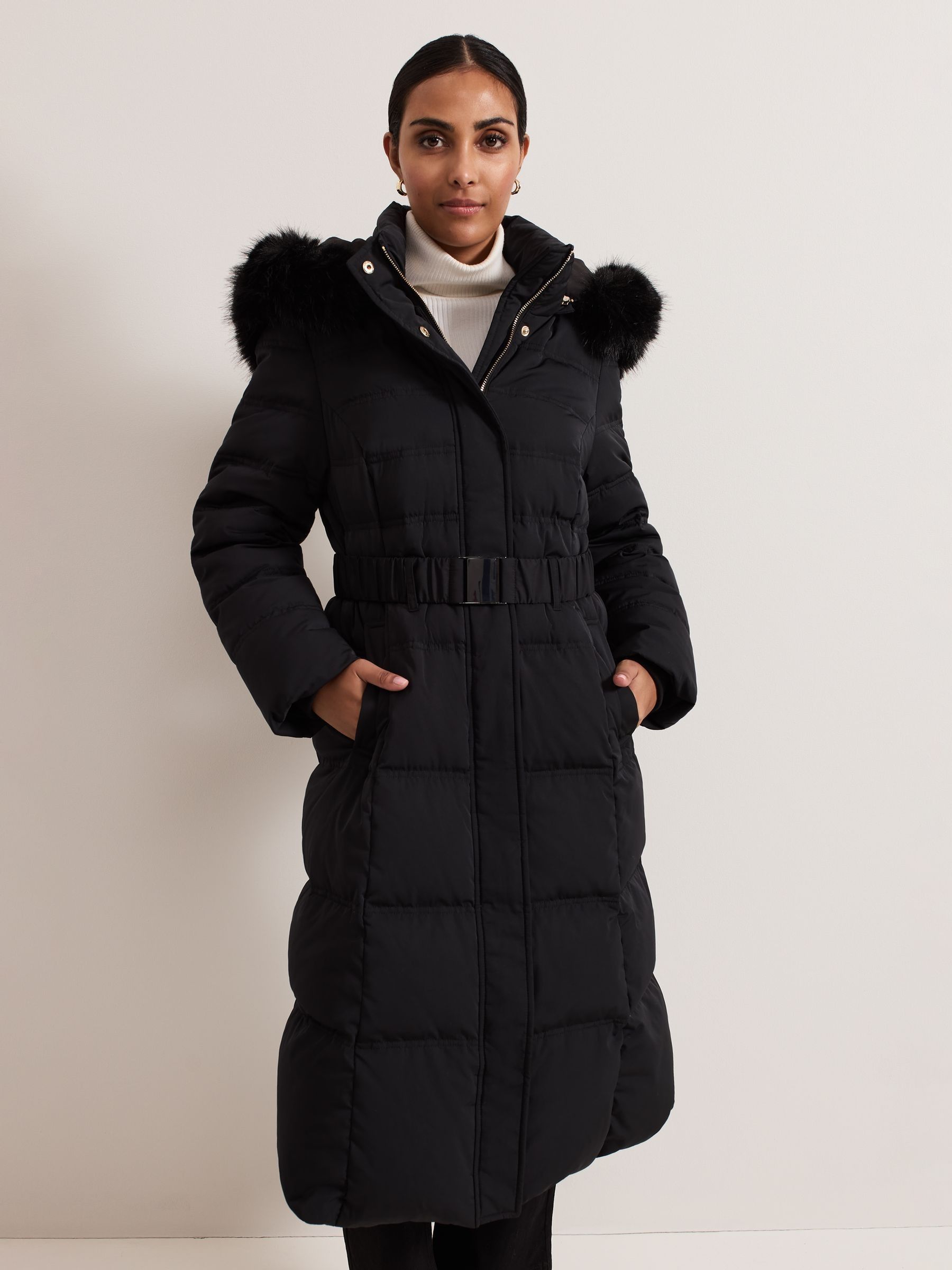 Fuji Faux Longline Fur Hooded Coat Ax Paris Hood Women's Long Line